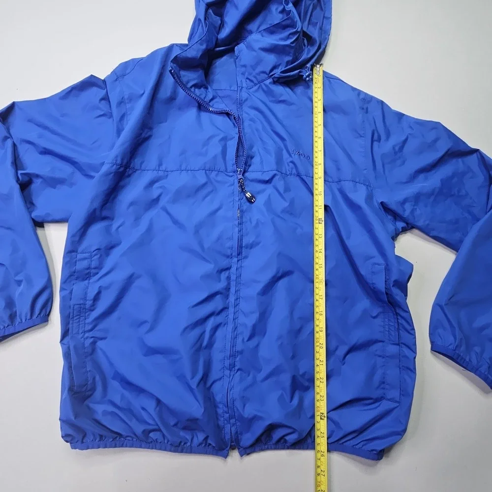 IZOD Golf Men's XL Blue Windbreaker Jacket Full Zip Hooded Performance